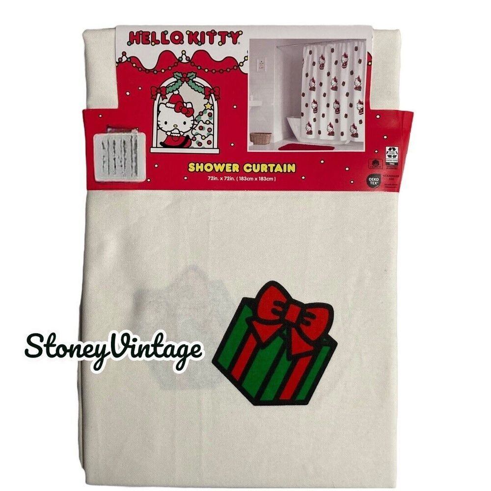 Hello Kitty Christmas Shower Curtain Sanrio Holiday Present Gift New